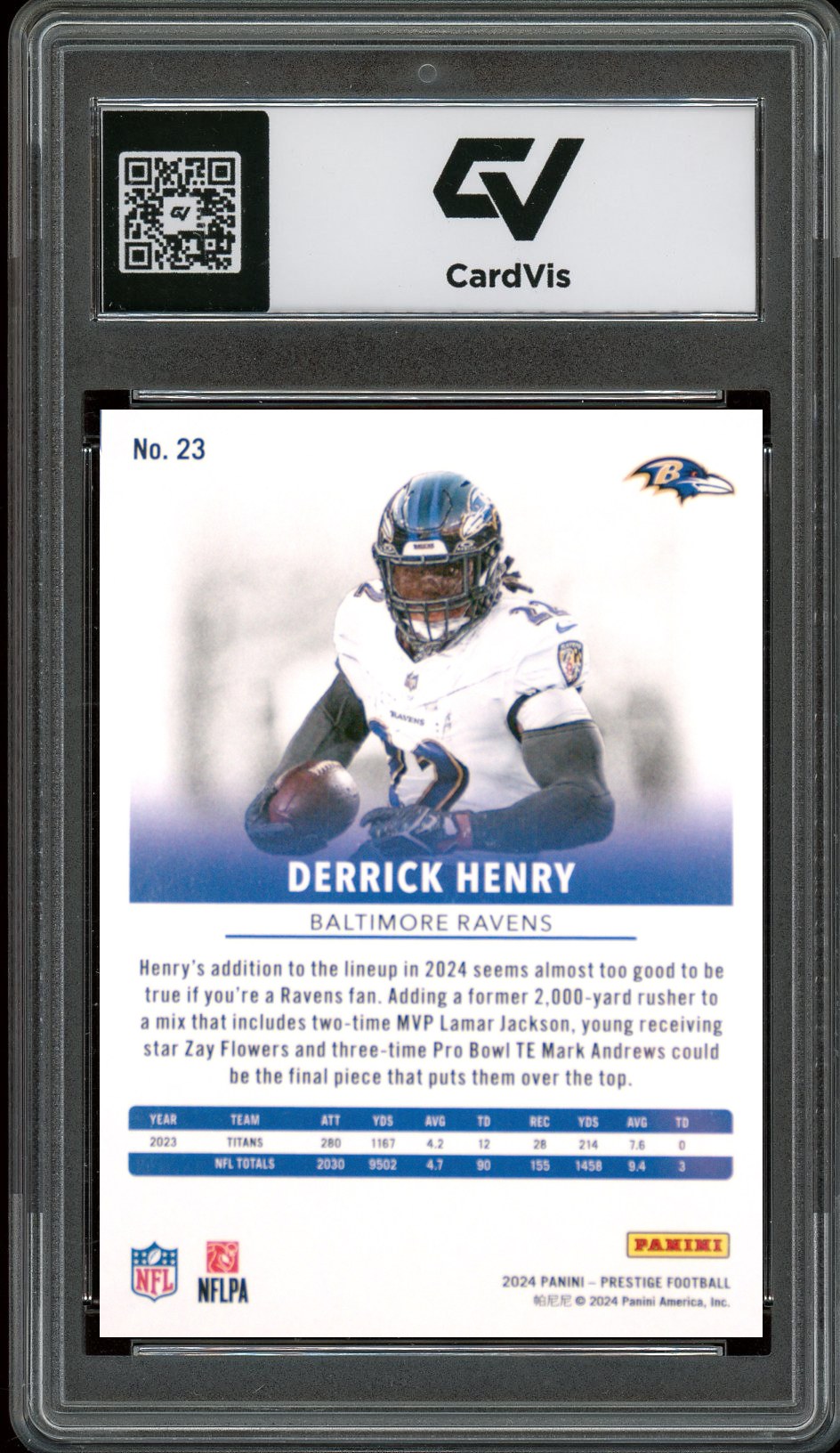 2024 Panini Prestige #23 Derrick Henry Diamond Xtra Points Graded 10 Gem Mint - Back