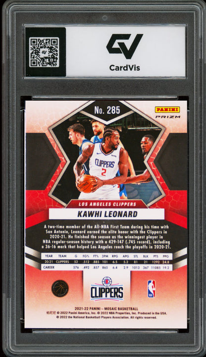 2021 Panini Mosaic #285 Kawhi Leonard Mosaic Graded 10 Gem Mint - Back