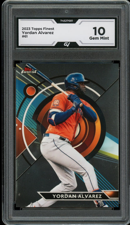2023 Topps Finest #61 Yordan Alvarez Graded 10 Gem Mint - Front