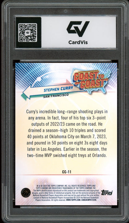 2023 Topps Chrome #CC-11 Stephen Curry Coast To Coast Graded 10 Gem Mint - Back