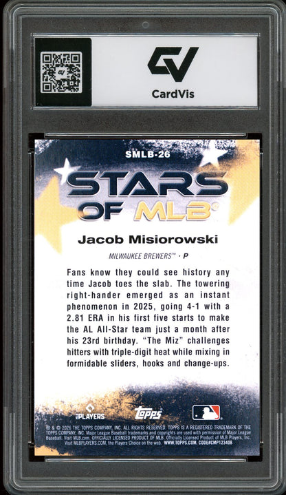 2026 Topps Stars #26 Jacob Misiorowski Stars Of MLB Rookie Card RC Graded 10 Gem Mint - Back