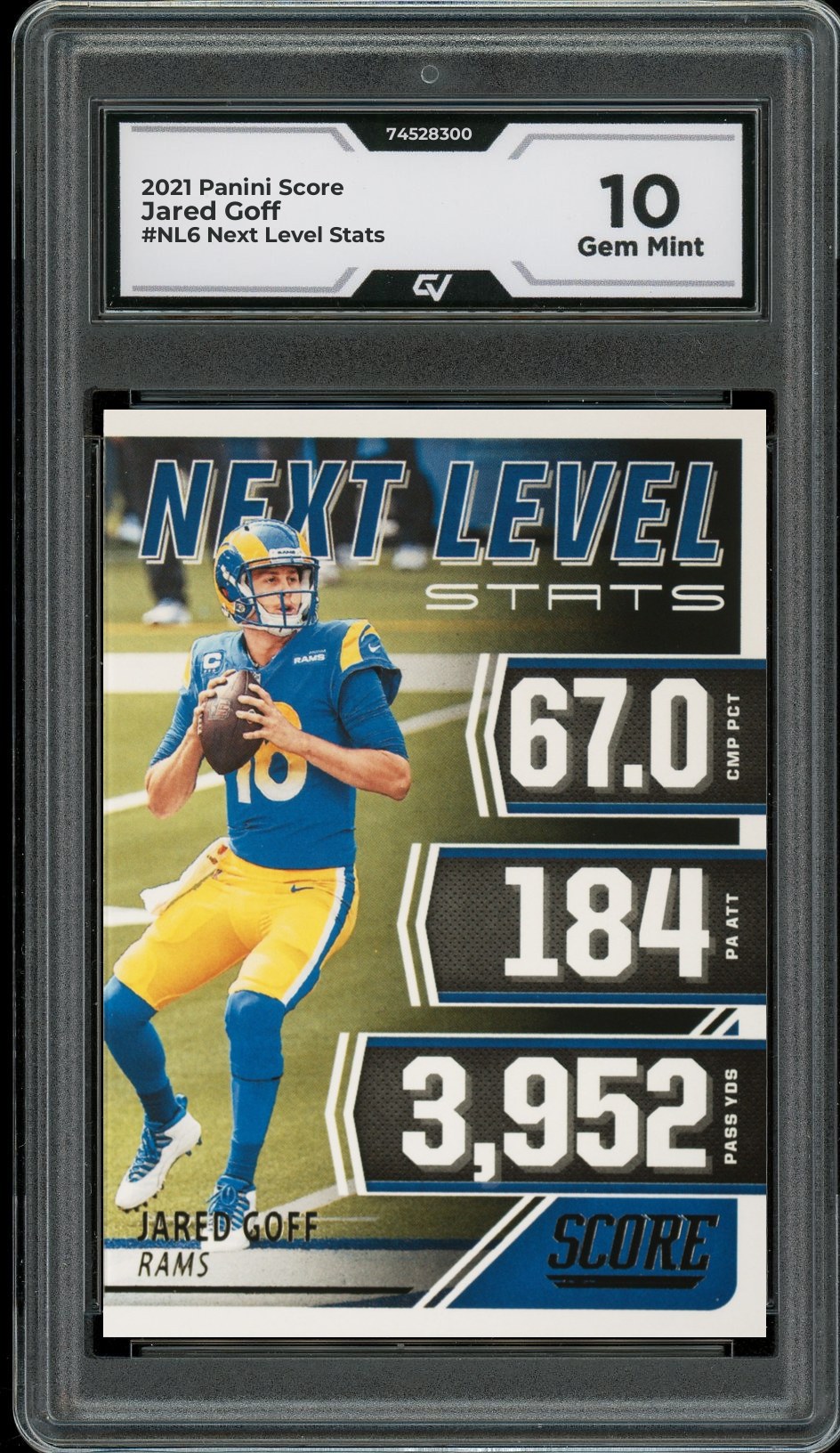 2021 Panini Score #NL6 Jared Goff Next Level Stats Graded 10 Gem Mint - Front