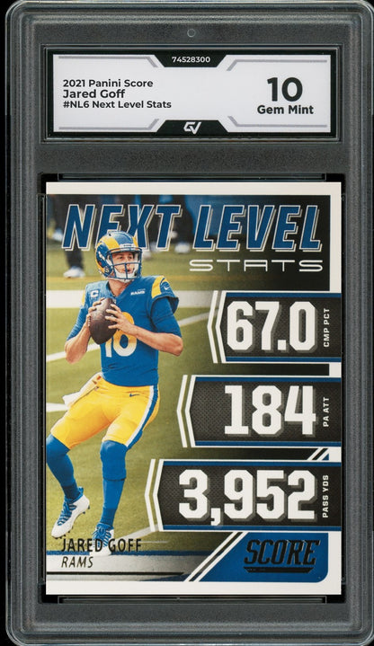2021 Panini Score #NL6 Jared Goff Next Level Stats Graded 10 Gem Mint - Front