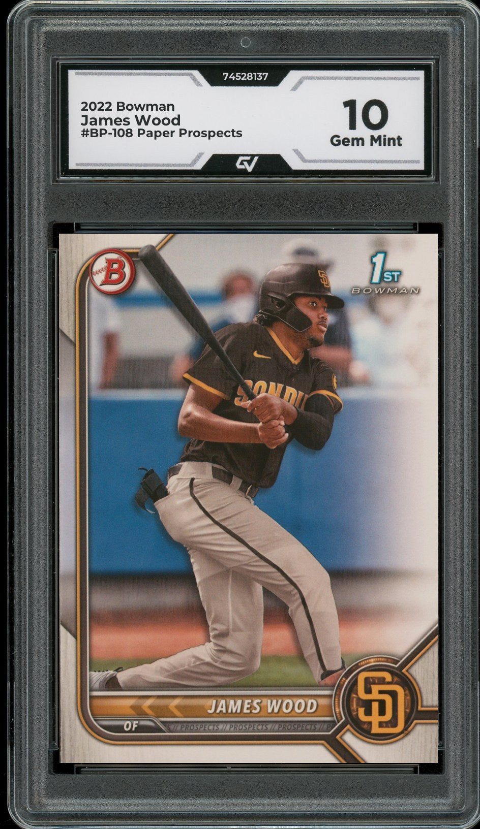 2022 Bowman #BP-108 James Wood Paper Prospects Rookie Card RC Graded 10 Gem Mint - Front