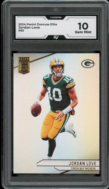 2024 Panini Donruss Elite #80 Jordan Love Graded 10 Gem Mint - Front