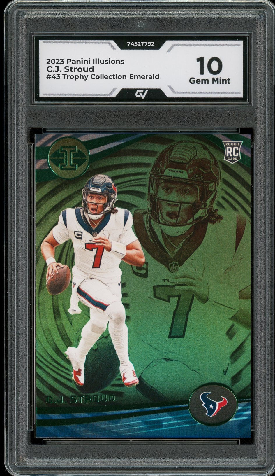 2023 Panini Illusions #43 C.J. Stroud Trophy Collection Emerald Rookie Card RC Graded 10 Gem Mint - Front