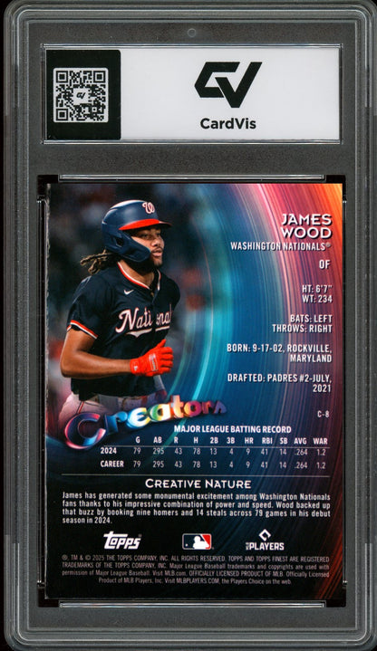 2025 Topps Finest #C-8 James Wood Creators Rookie Card RC Graded 10 Gem Mint - Back