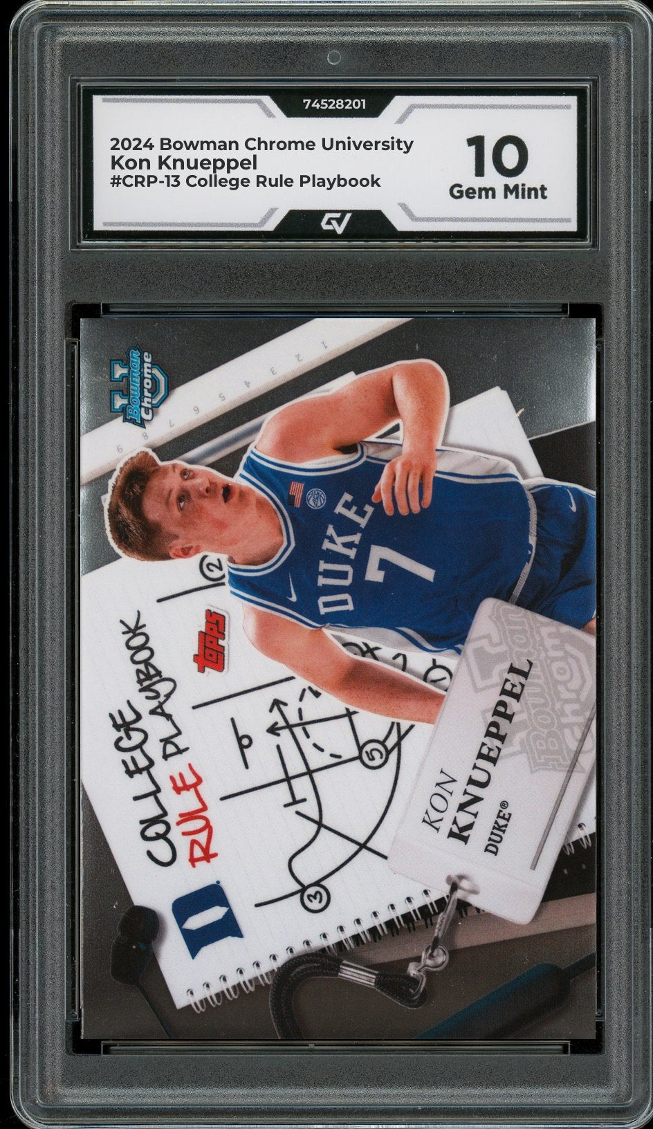 2024 Bowman Chrome University #CRP-13 Kon Knueppel College Rule Playbook Rookie Card RC Graded 10 Gem Mint - Front