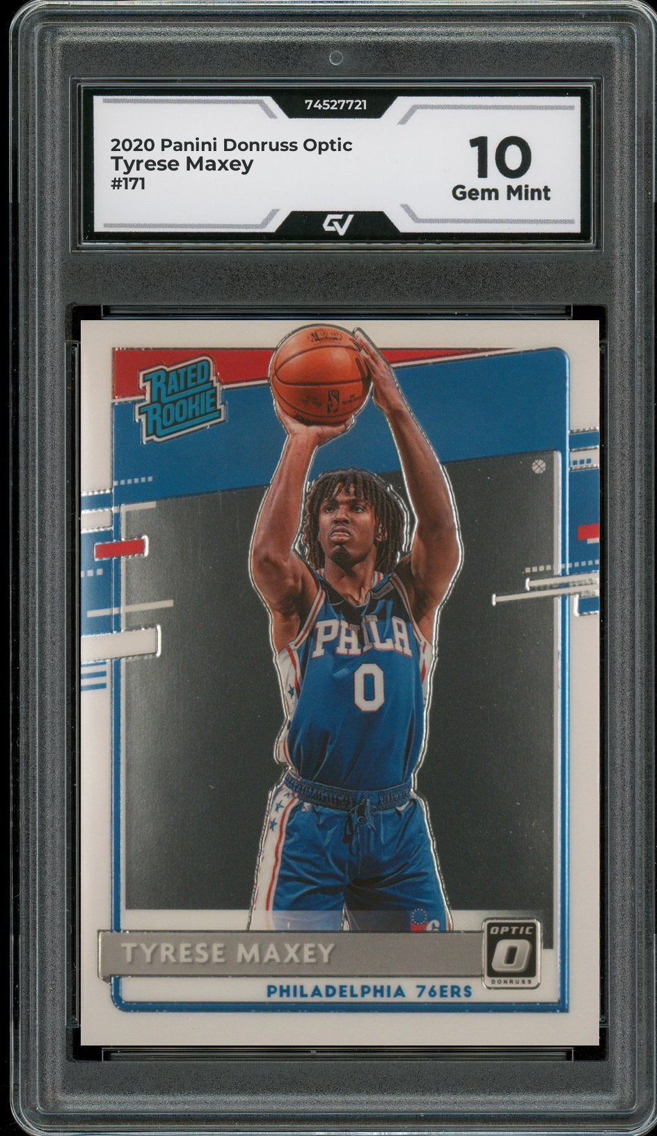 2020 Panini Donruss Optic #171 Tyrese Maxey Rookie Card RC Graded 10 Gem Mint - Front