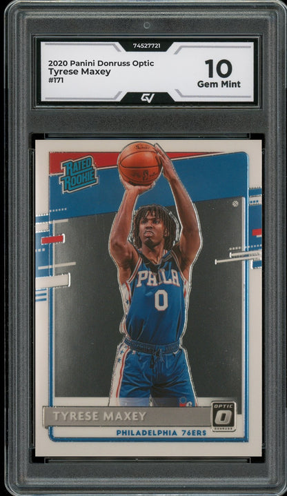 2020 Panini Donruss Optic #171 Tyrese Maxey Rookie Card RC Graded 10 Gem Mint - Front