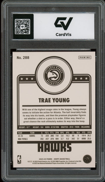 2023 Panini Hoops #288 Trae Young Graded 10 Gem Mint - Back