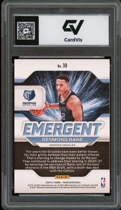 2020 Panini Prizm #30 Desmond Bane Emergent Rookie Card RC Graded 10 Gem Mint - Back