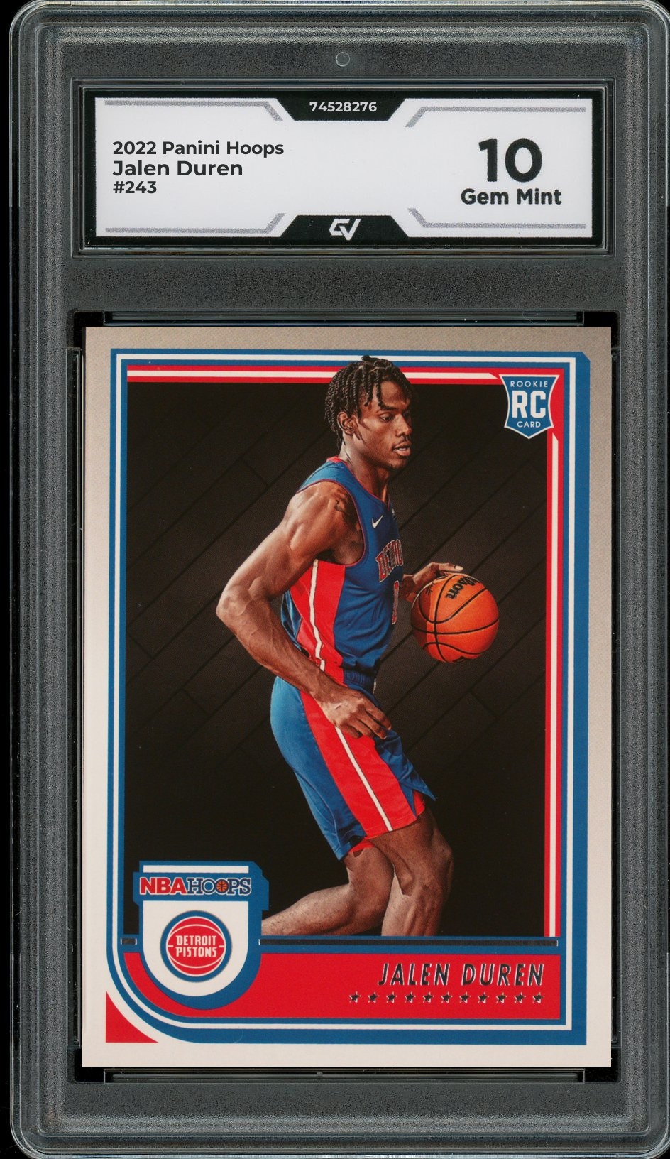 2022 Panini Hoops #243 Jalen Duren Rookie Card RC Graded 10 Gem Mint - Front