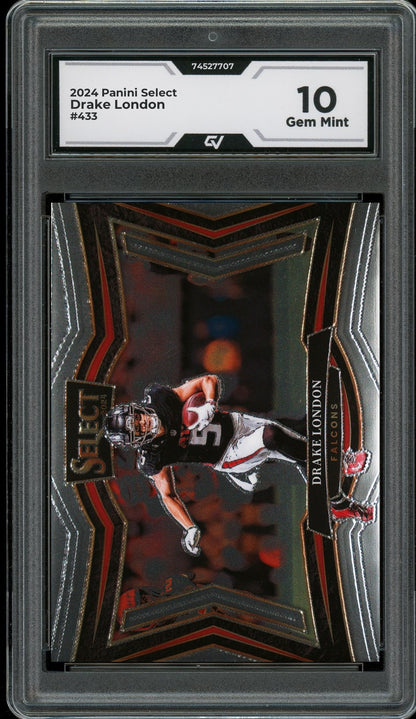 2024 Panini Select #433 Drake London Rookie Card RC Graded 10 Gem Mint - Front