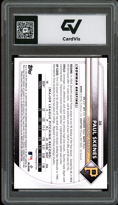 2025 Bowman #30 Paul Skenes Mega Box Chrome Graded 10 Gem Mint - Back