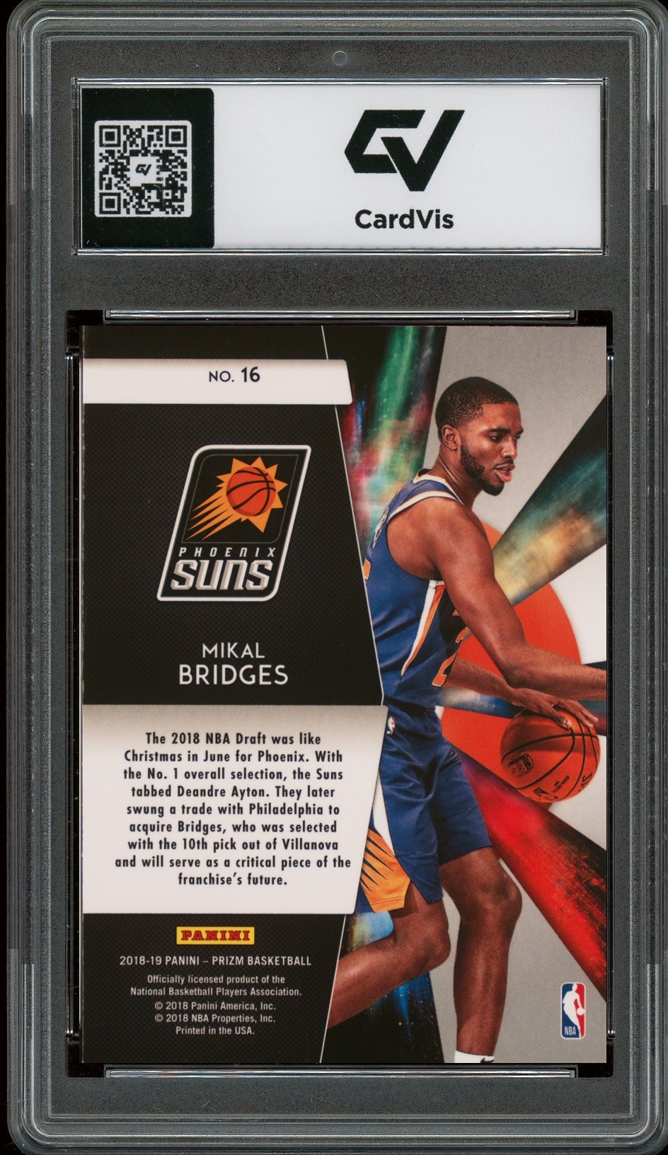 2018 Panini Prizm #16 Mikal Bridges Freshman Phenoms Rookie Card RC Graded 10 Gem Mint - Back