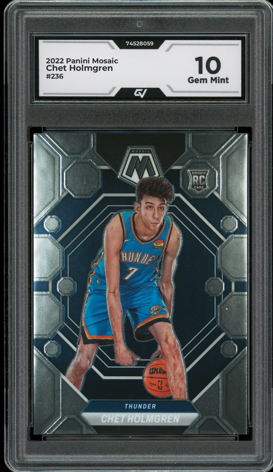 2022 Panini Mosaic #236 Chet Holmgren Rookie Card RC Graded 10 Gem Mint - Front