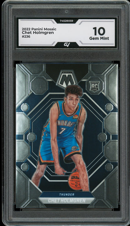 2022 Panini Mosaic #236 Chet Holmgren Rookie Card RC Graded 10 Gem Mint - Front