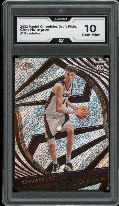 2022 Panini Chronicles Draft Picks #1 Chet Holmgren Revolution Rookie Card RC Graded 10 Gem Mint - Front
