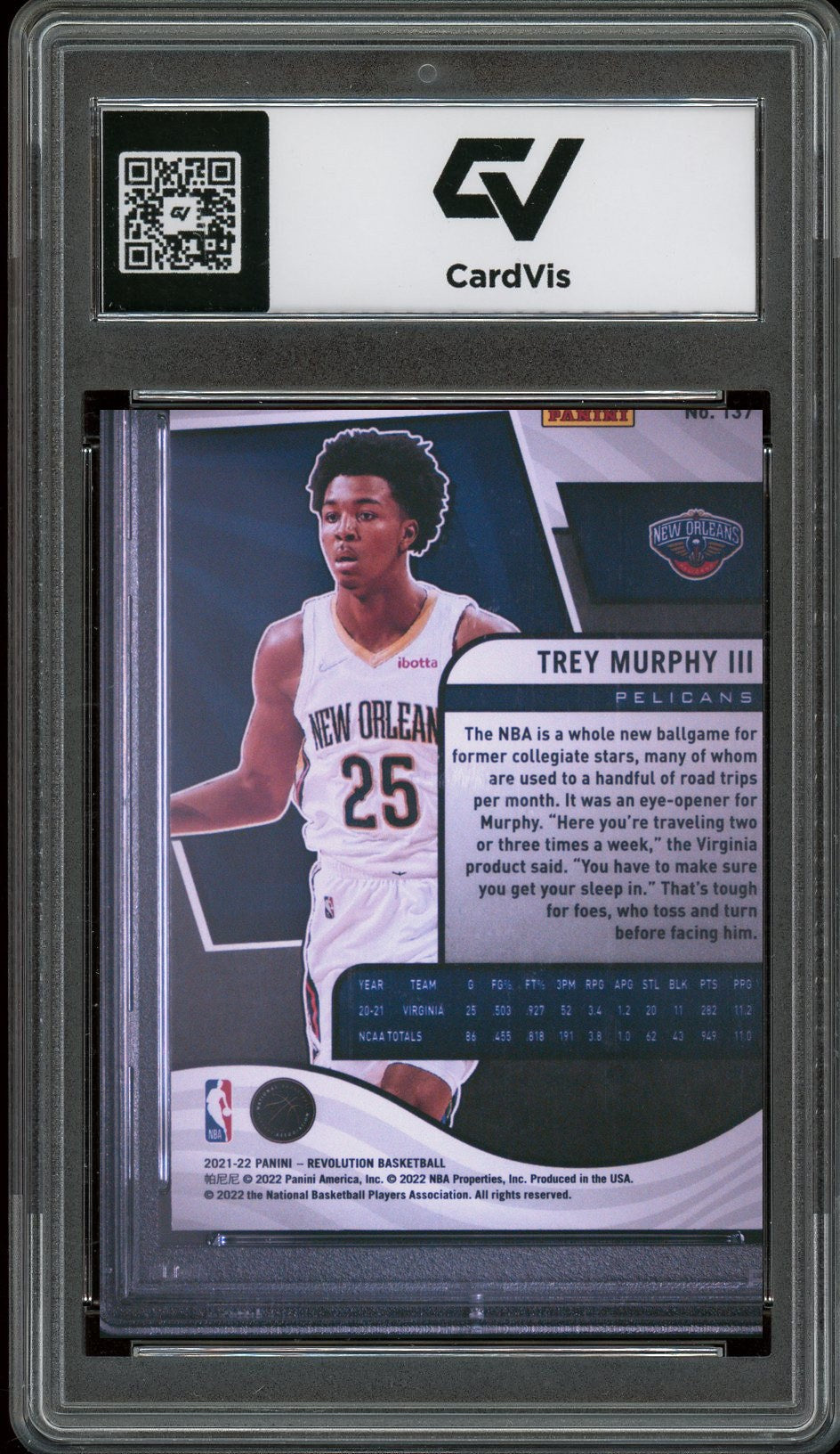 2021 Panini Revolution #137 Trey Murphy III Rookie Card RC Graded 10 Gem Mint - Back