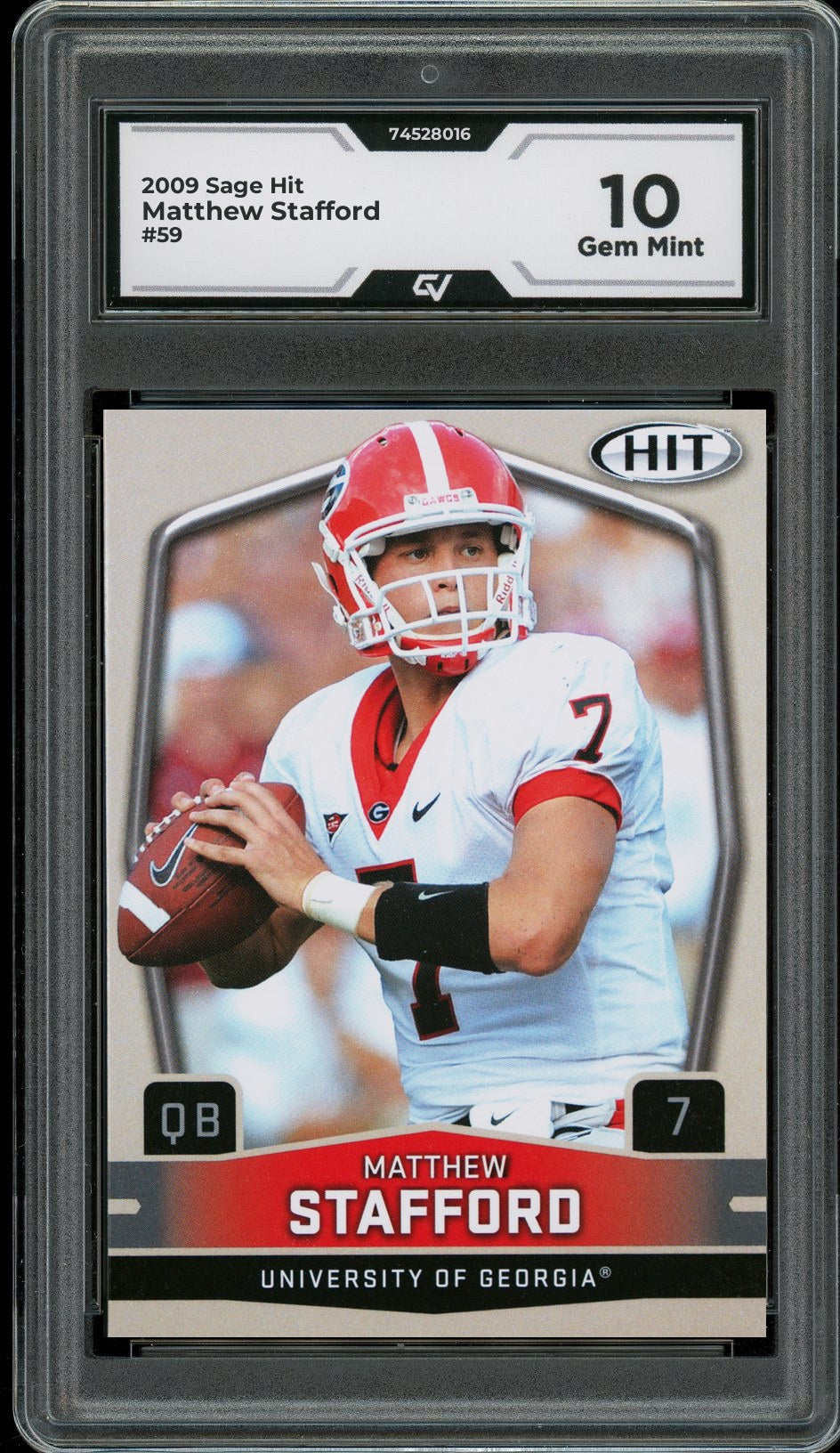 2009 Sage Hit #59 Matthew Stafford Rookie Card RC Graded 10 Gem Mint - Front