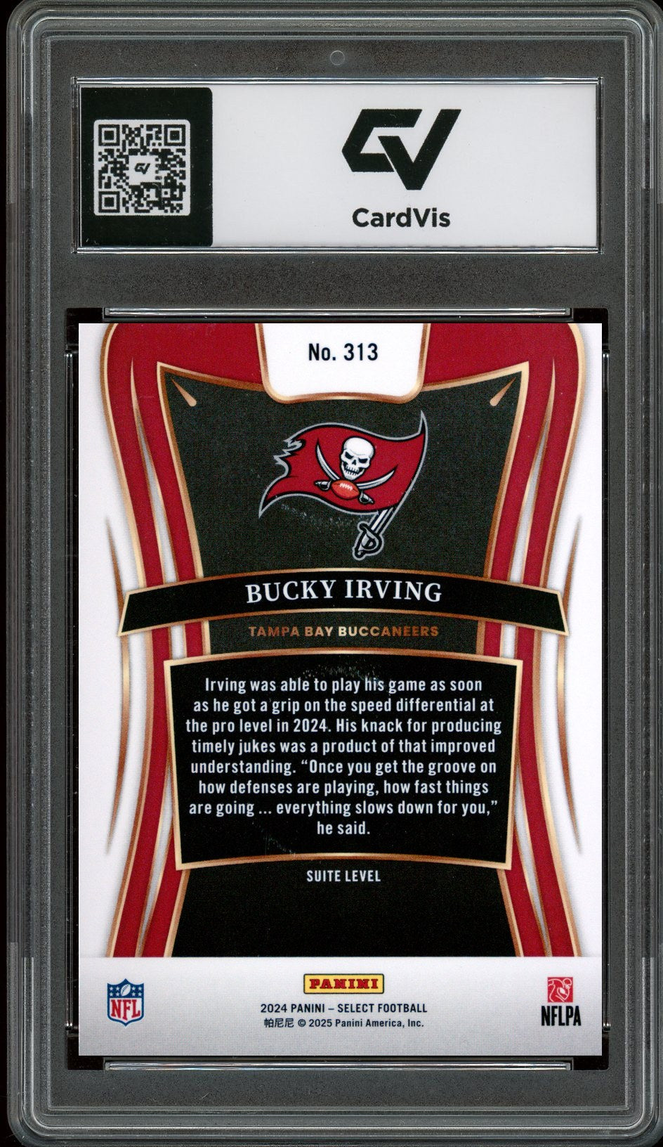 2024 Panini Select #313 Bucky Irving Rookie Card RC Graded 10 Gem Mint - Back