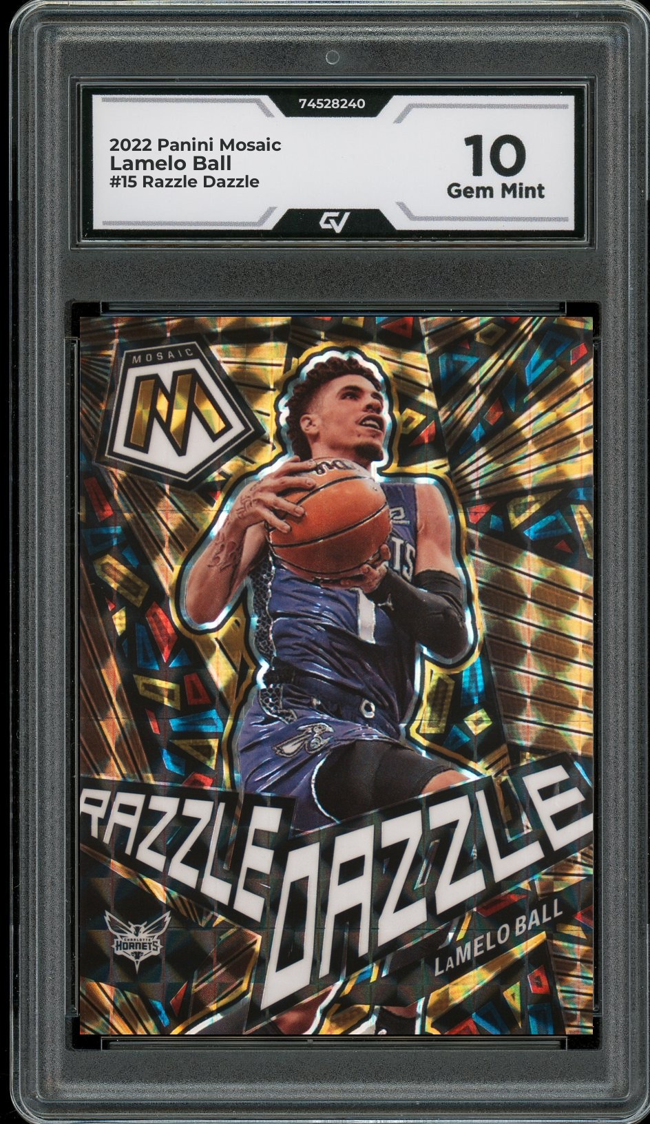 2022 Panini Mosaic #15 Lamelo Ball Razzle Dazzle Graded 10 Gem Mint - Front
