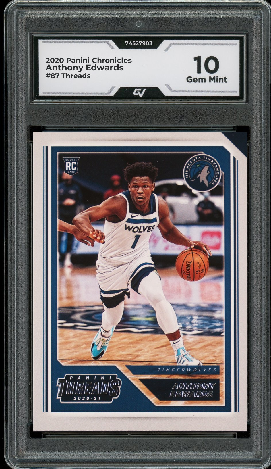2020 Panini Chronicles #87 Anthony Edwards Threads Rookie Card RC Graded 10 Gem Mint - Front
