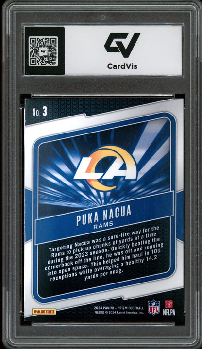 2024 Panini Prizm #3 Puka Nacua Hype Graded 10 Gem Mint - Back