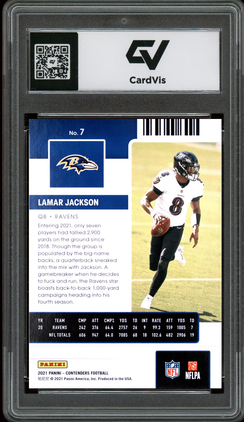 2021 Panini Contenders #7 Lamar Jackson Graded 10 Gem Mint - Back