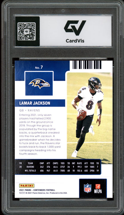 2021 Panini Contenders #7 Lamar Jackson Graded 10 Gem Mint - Back