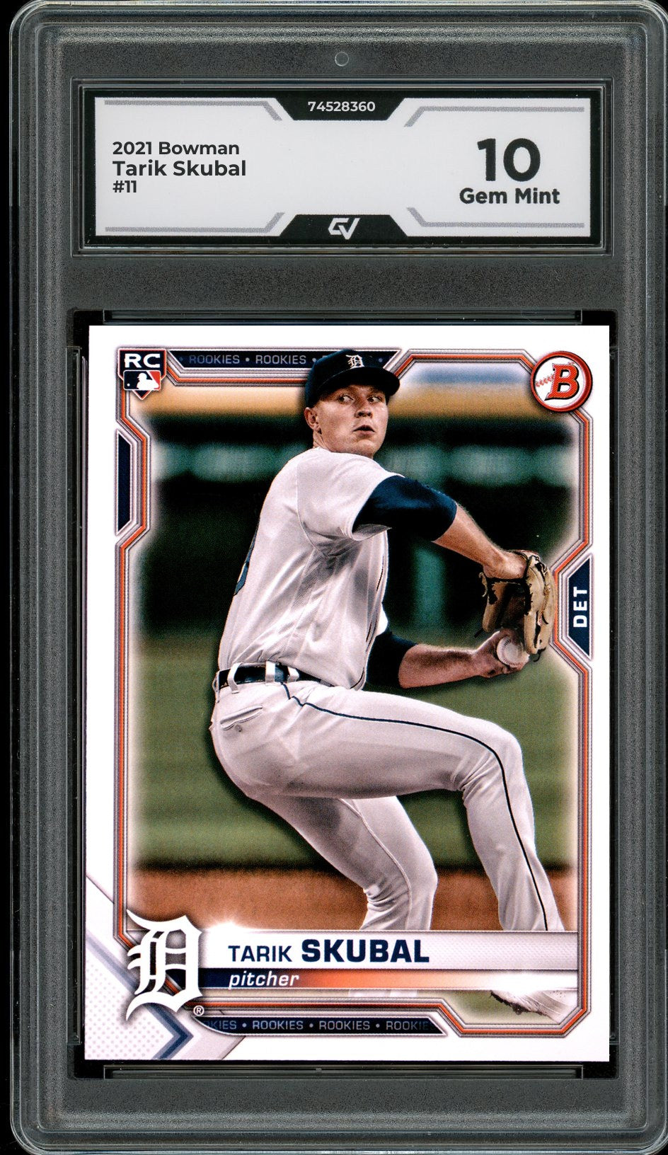 2021 Bowman #11 Tarik Skubal Rookie Card RC Graded 10 Gem Mint - Front