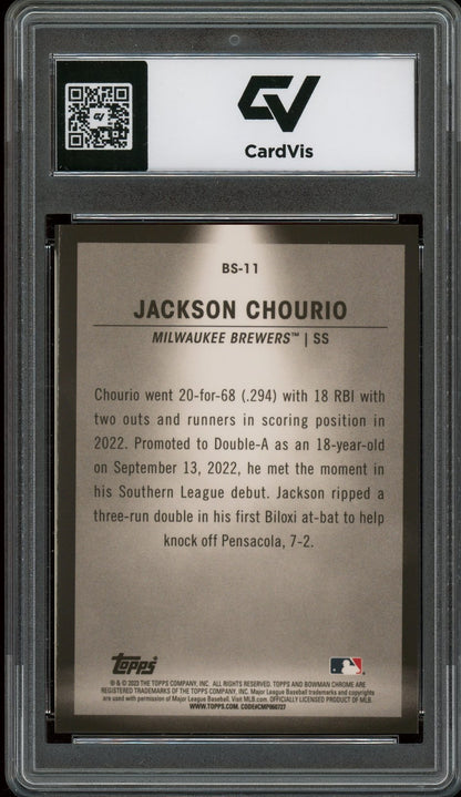 2023 Bowman Chrome #BS-11 Jackson Chourio Spotlights Graded 10 Gem Mint - Back