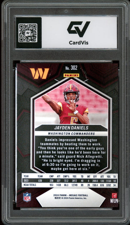 2024 Panini Mosaic #302 Jayden Daniels Rookie Card RC Graded 10 Gem Mint - Back