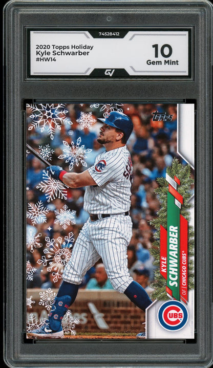 2020 Topps Holiday #HW14 Kyle Schwarber Graded 10 Gem Mint - Front