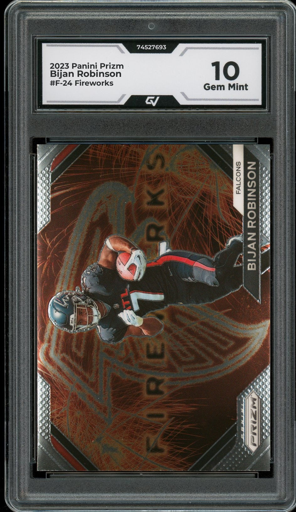2023 Panini Prizm #F-24 Bijan Robinson Fireworks Rookie Card RC Graded 10 Gem Mint - Front
