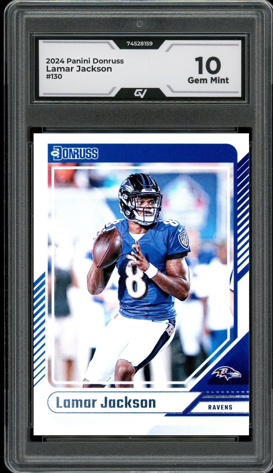 2024 Panini Donruss #130 Lamar Jackson Graded 10 Gem Mint - Front