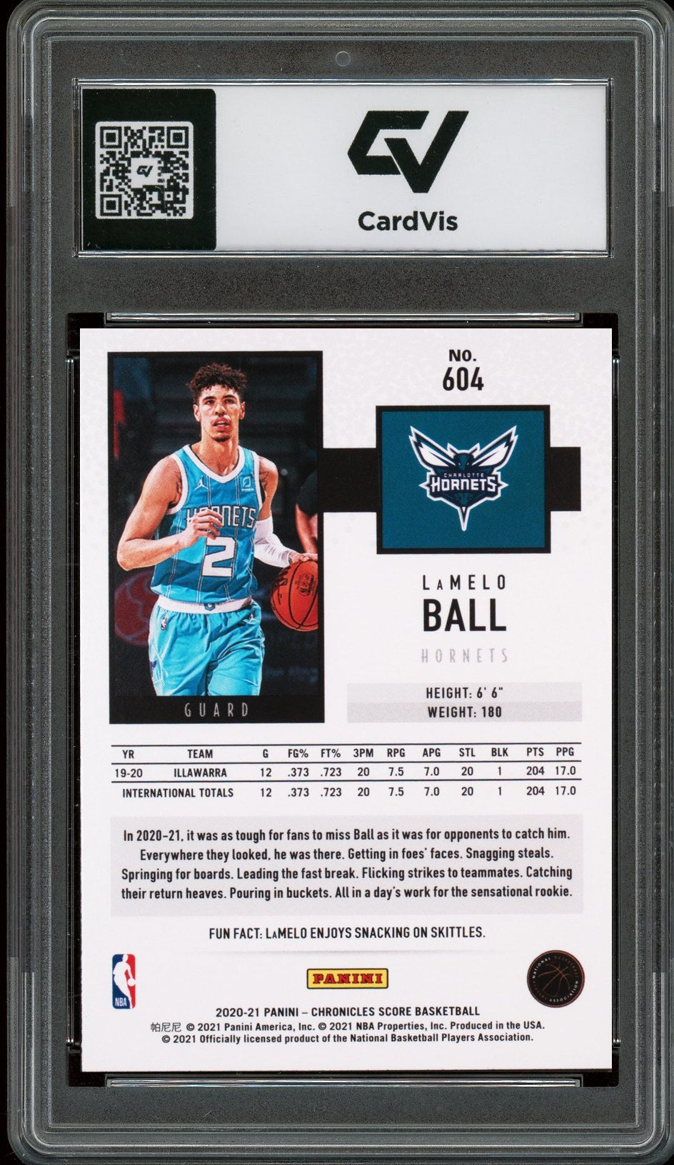 2020 Panini Chronicles #604 Lamelo Ball Rookie Card RC Graded 10 Gem Mint - Back