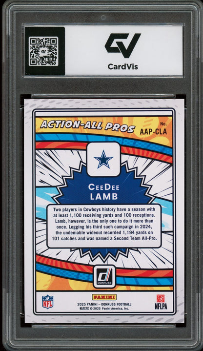 2025 Panini Donruss #AAP-CLA CeeDee Lamb Action-All Pros Graded 10 Gem Mint - Back