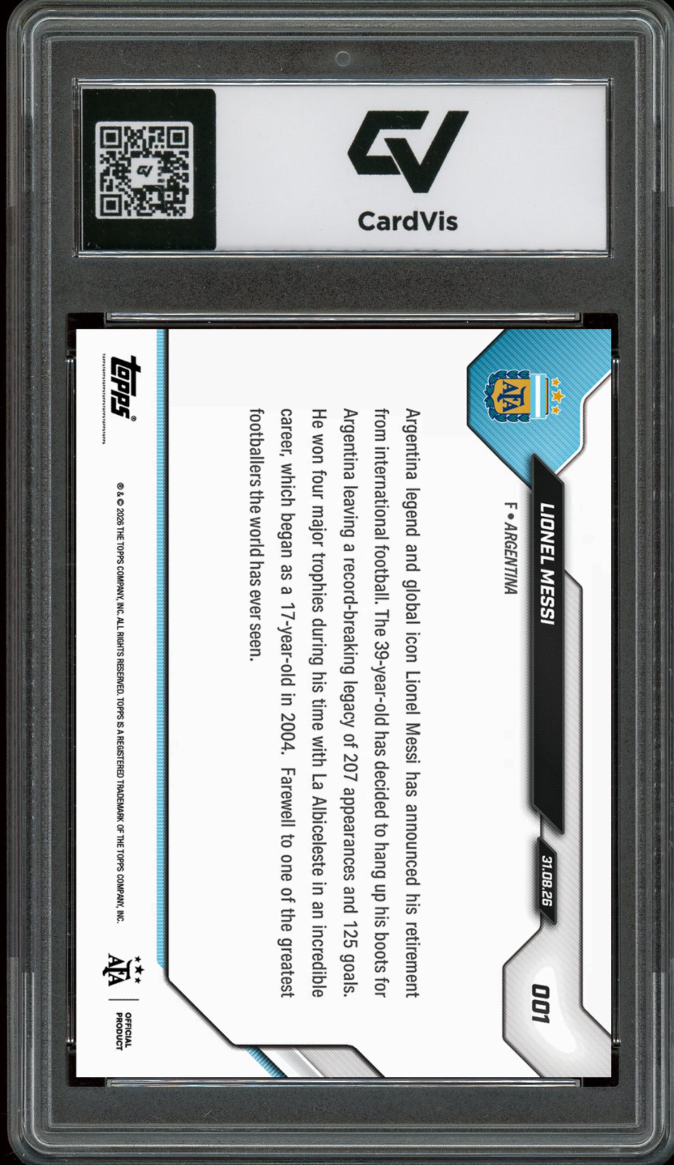 2026 Topps Now #1 Lionel Messi Argentia Retirement Tribute Graded 10 Gem Mint Presale