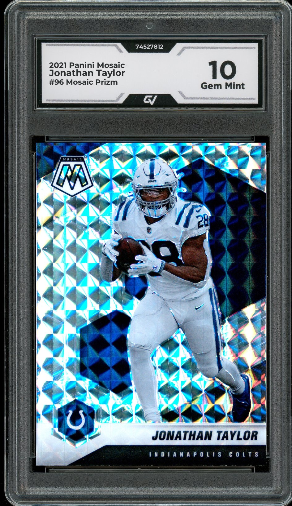 2021 Panini Mosaic #96 Jonathan Taylor Mosaic Prizm Graded 10 Gem Mint - Front