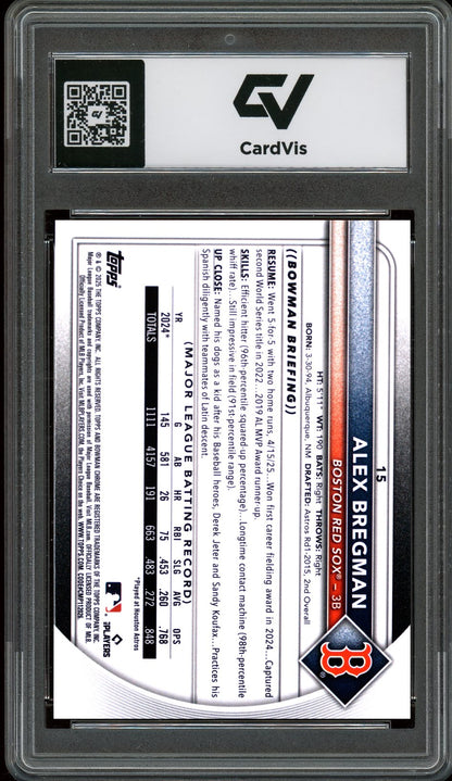 2025 Bowman Chrome #15 Alex Bregman Graded 10 Gem Mint - Back