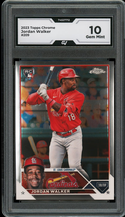 2023 Topps Chrome #209 Jordan Walker Rookie Card RC Graded 10 Gem Mint - Front