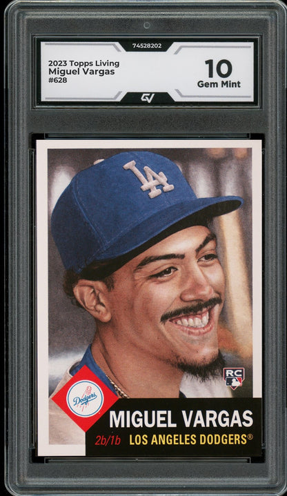 2023 Topps Living #628 Miguel Vargas Rookie Card RC Graded 10 Gem Mint - Front