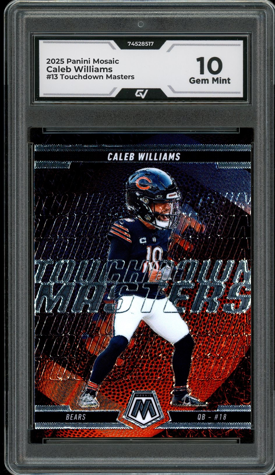 2025 Panini Mosaic #13 Caleb Williams Touchdown Masters Graded 10 Gem Mint - Front