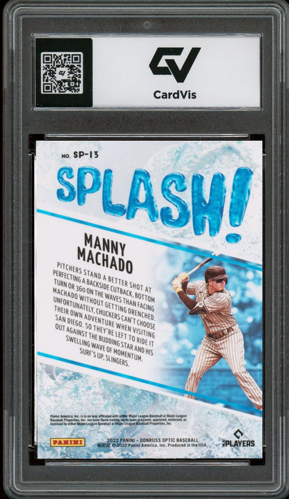 2022 Panini Donruss Optic #SP-13 Manny Machado Splash Graded 10 Gem Mint - Back