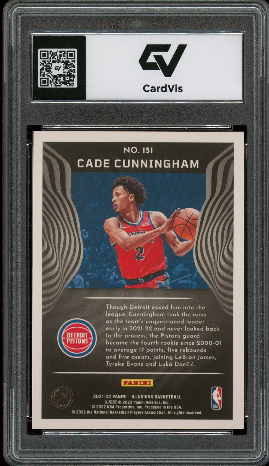 2021 Panini Illusions #151 Cade Cunningham Rookie Card RC Graded 10 Gem Mint - Back