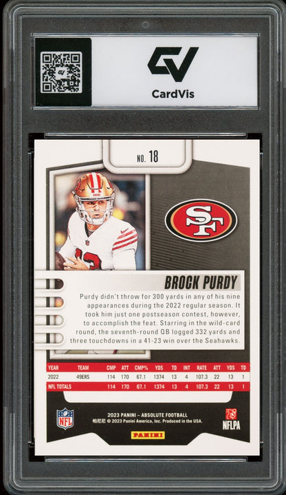 2023 Panini Absolute #18 Brock Purdy Graded 10 Gem Mint - Back