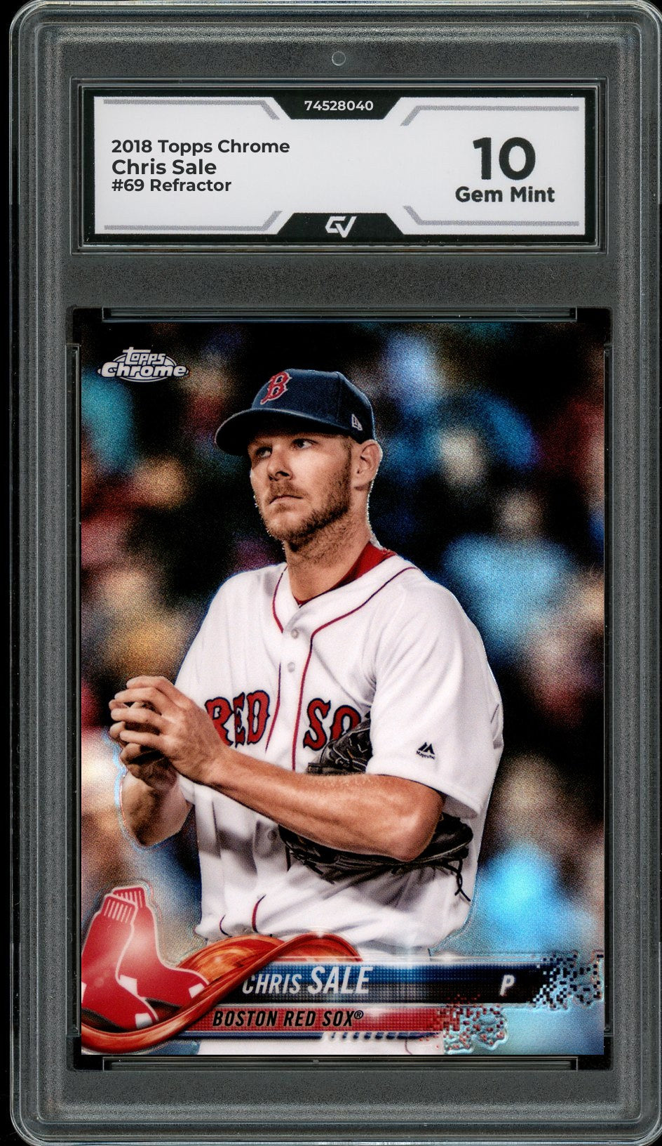 2018 Topps Chrome #69 Chris Sale Refractor Graded 10 Gem Mint - Front