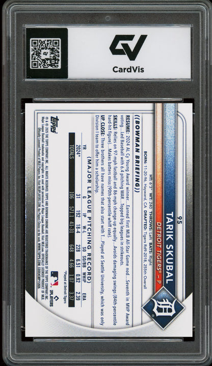 2025 Bowman Chrome #95 Tarik Skubal Graded 10 Gem Mint - Back